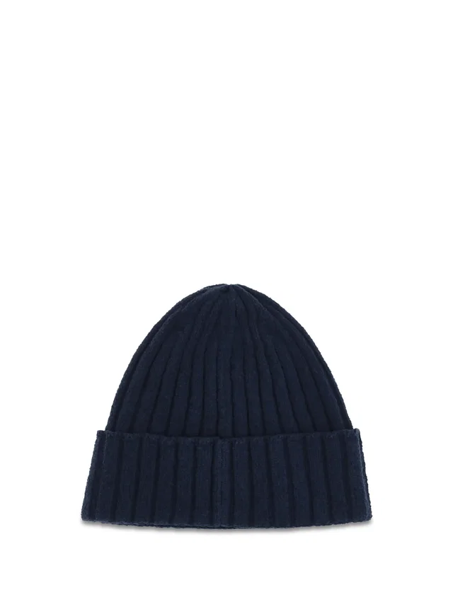 Dolce & Gabbana Gx64ktjgmlk Ribbed Wool Beanie — Navy (ovis Aries) Beanies in Navy Wool from HEWI