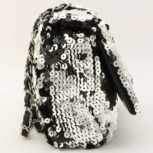Chanel Circa 2008 Sequin CC Mark Chain Bag, Silver in Silver from VINTAGE QOO TOKYO, photo 3 of 13
