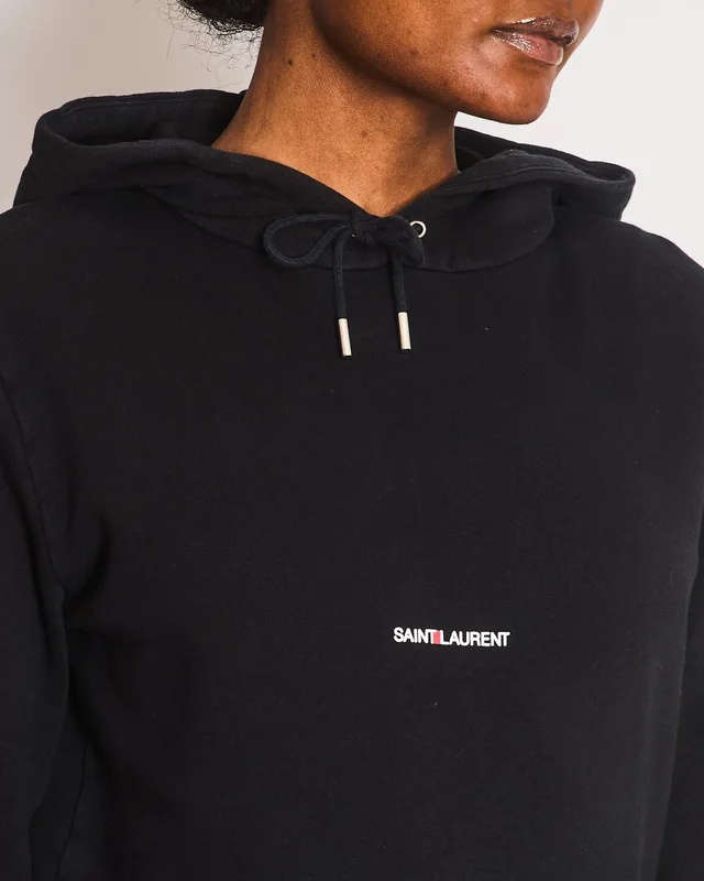 Saint Laurent Logo Cotton Black Hoodie Size XS (UK 6) in Black from Sellier, photo 2 of 2