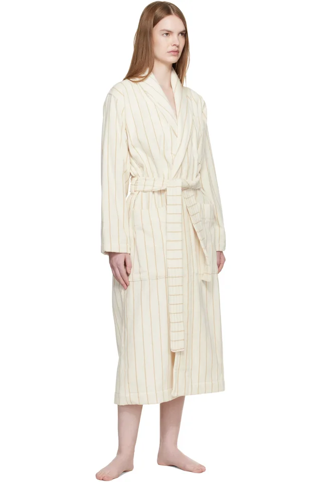 Tekla Off White Terry Classic Bathrobe, photo 4 of 4 from SSENSE
