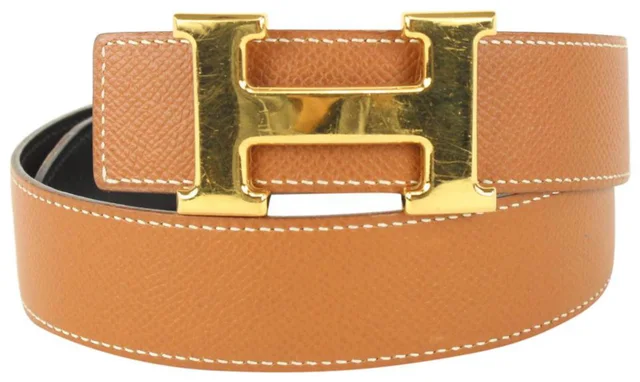 Hermès 32mm Reversible H Logo Belt Kit Brown x Black x Gold in Black Leather from Bagriculture