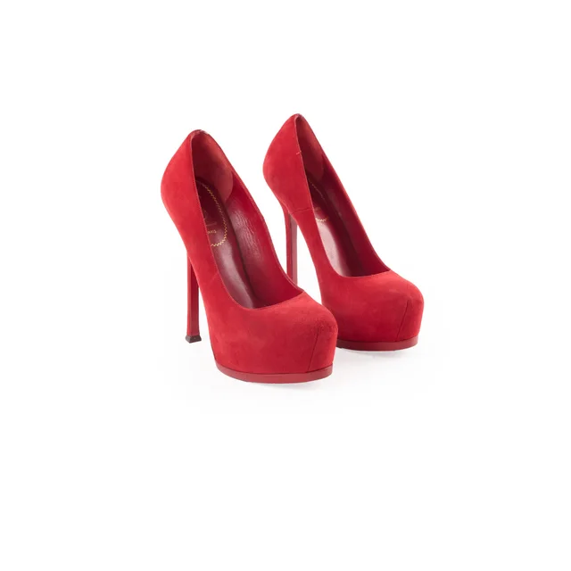 Saint Laurent Pumps Red Suede Size 38.5 in Red Suede from The Purse Affair