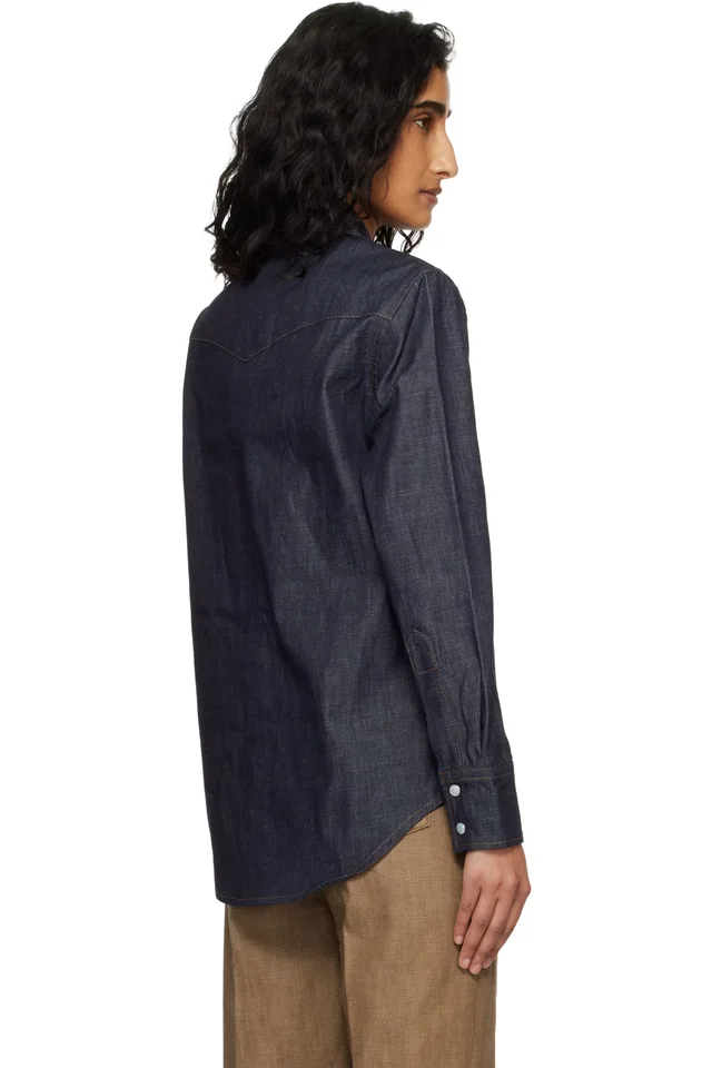 A.P.C. Navy Western Denim Shirt, photo 3 of 4 from SSENSE