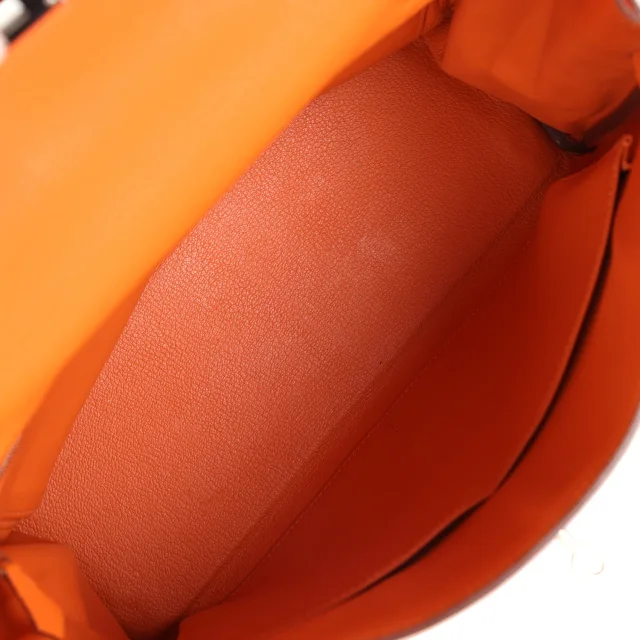 Hermès Kelly Retourne 32 Orange Togo Palladium Hardware in Orange Togo leather from Madison Avenue Couture, photo 8 of 9