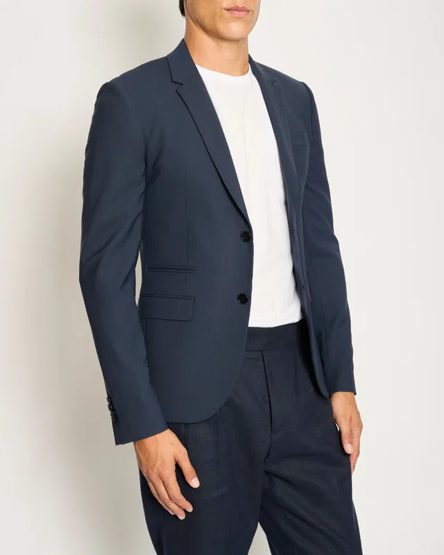 Valentino Garavani Menswear Navy Tailored Blazer with Red Interior Size IT 44 (UK 34) in Red Wool from Sellier