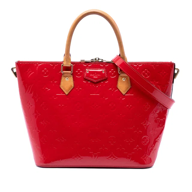 Red Louis Vuitton Monogram Vernis Montebello MM Satchel in Red Leather from Designer Revival