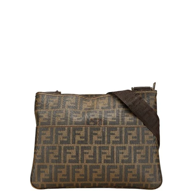 Fendi Brown Leather Zucca Shoulder Bag in red|brown Leather from Poshmark