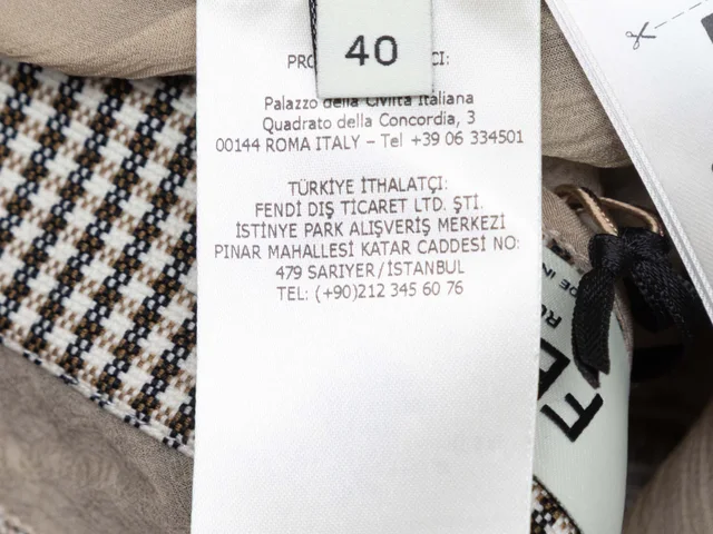 & Black Fendi Virgin Wool & Silk Check Mini Skirt Size IT 40 in Beige Silk from Designer Revival, photo 5 of 7
