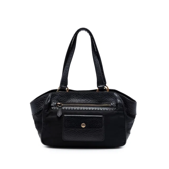 Black Prada Berlino Trimmed Tessuto Shoulder Bag in Black Nylon from Designer Revival