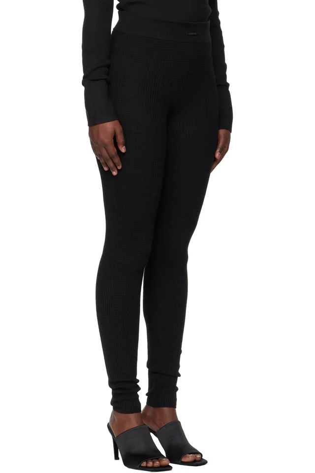 Fear of God ESSENTIALS Black Holiday Waffle Leggings, photo 2 of 4 from SSENSE