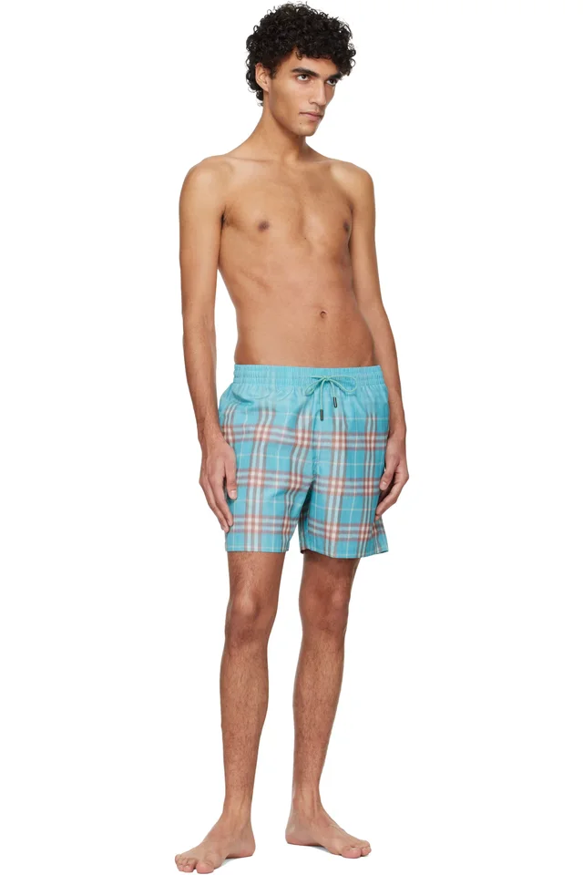 Burberry Blue Gradient Check Swim Shorts, photo 4 of 4 from SSENSE