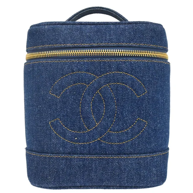 Chanel 1996-1997 Blue Denim Timeless Vanity Handbag in Blue Denim from AMORE Vintage Tokyo
