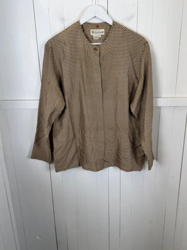 Burberry Brown Tan Silk Blouse Size 8 in red|brown|neutral Silk from Poshmark, photo 1 of 1