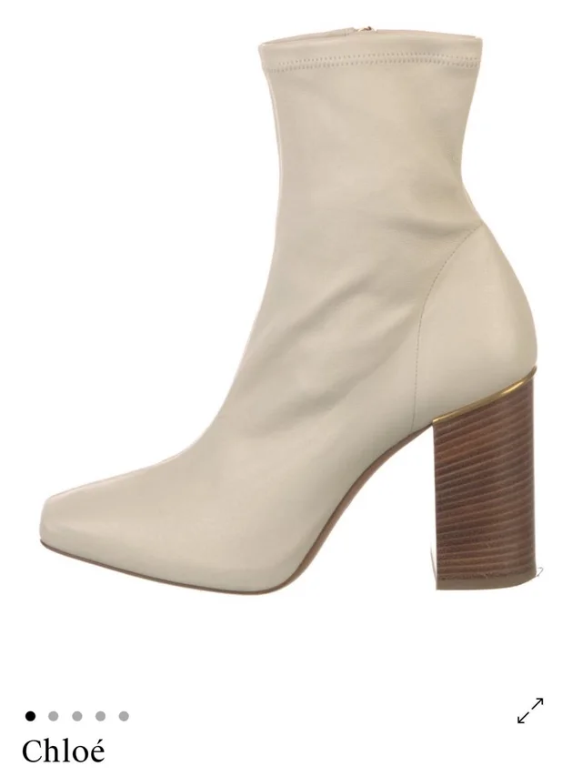 Chloé Chlo Cream Leather Block Heel Ankle Boots in White Leather from Poshmark