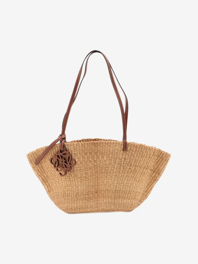 Loewe Neutral Anagram Shell raffia tote bag in Raffia from Sign of the Times