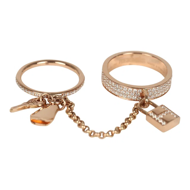 Hermès Kelly Cadenas Double Ring 18K Rose Gold & Diamonds in Pink from Madison Avenue Couture