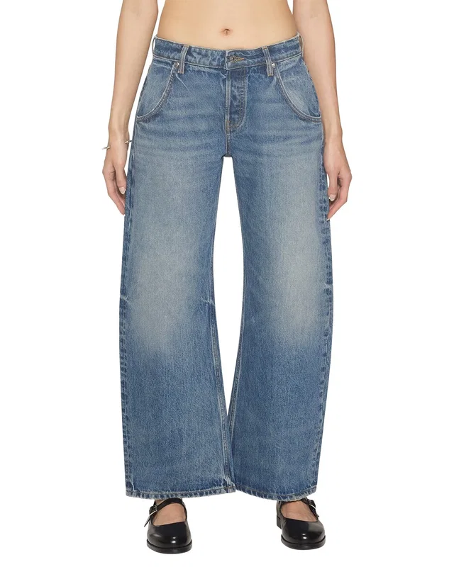 EB DENIM Enzo Cropped Mid Rise Barrel Jean, image 1 of 1 from Gilt