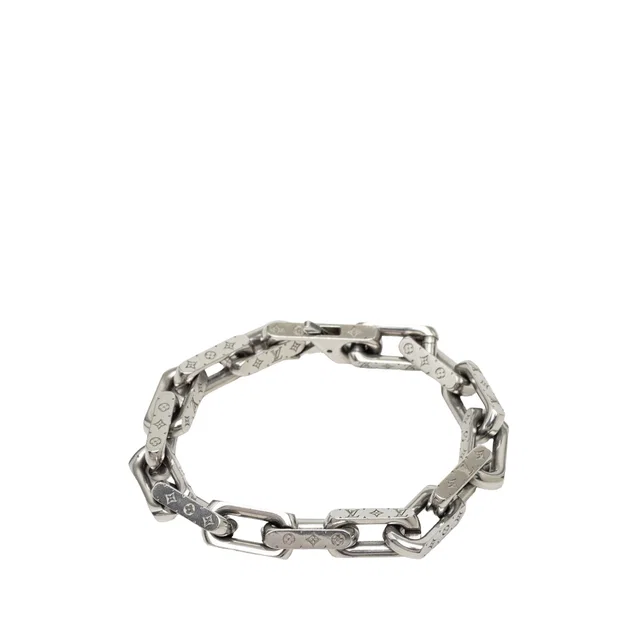 Silver Louis Vuitton Stainless Steel Monogram Chain Bracelet L in Silver from Designer Revival