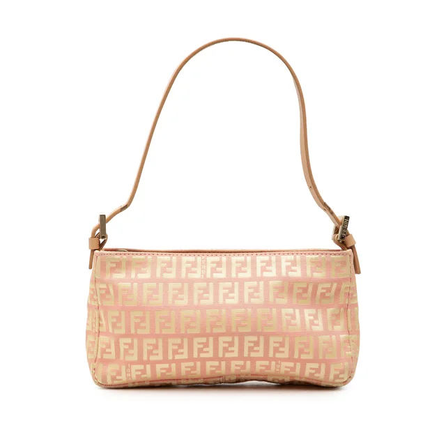 Pink Fendi Zucchino Canvas Pochette Shoulder Bag in Pink Canvas from Designer Revival, photo 1 of 1