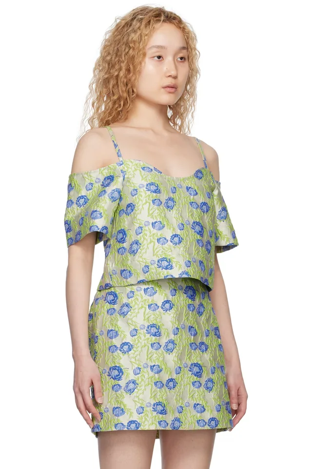 GANNI Gray Floral Blouse, photo 2 of 4 from SSENSE