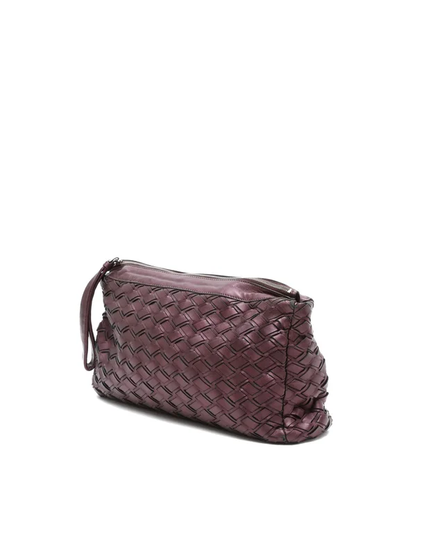 Miu Miu Plum Woven Zip Clutch Bag in Woven leather from A Retro Tale, photo 2 of 10