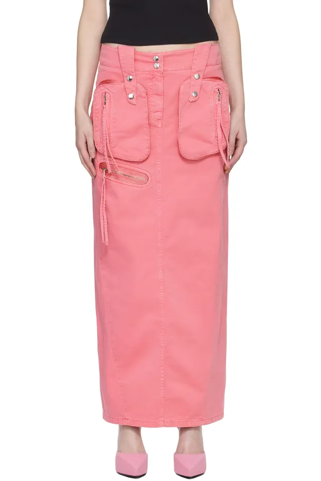 Blumarine Pink Embroidered Maxi Skirt, image 1 of 1 from SSENSE