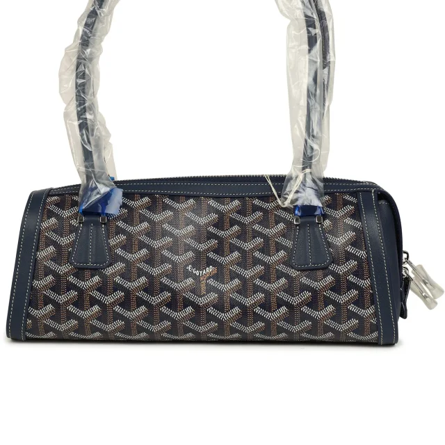 Goyard Goyardine Canvas Bonbonnière Bag Navy Blue Chevroches Calfskin Palladium Hardware in Navy Calfskin from Madison Avenue Couture, photo 4 of 9