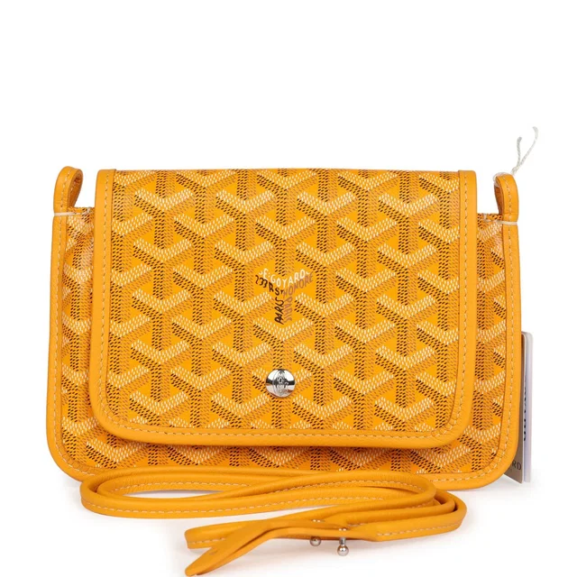 Goyard Plumet Pocket Wallet Yellow Goyardine Palladium Hardware in Yellow Calfskin from Madison Avenue Couture