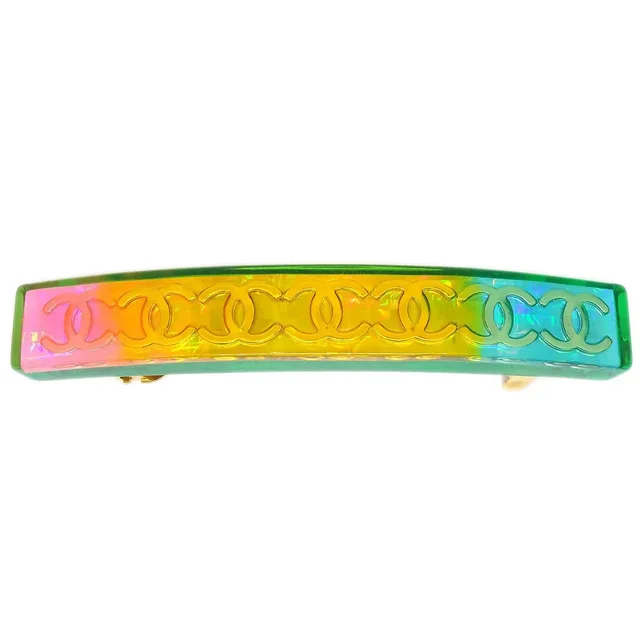 Chanel 1997 Rainbow Lucite Hair Clip Barrette in Resin from AMORE Vintage Tokyo