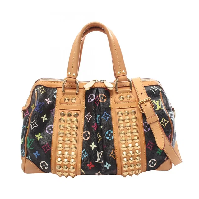 Louis Vuitton Handbag Courtney MM Monogram Multicolor Noir 2-Way Leather in Black Leather from The Reluxe