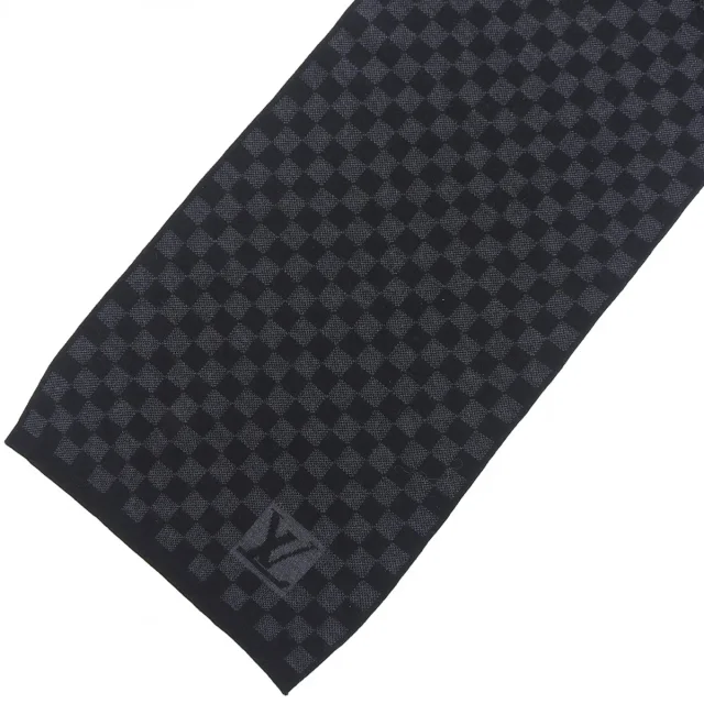Louis Vuitton Damier Graphite Echarpe Petit Black in Black Wool from VINTAGE QOO TOKYO, photo 3 of 10