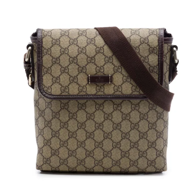 Beige Gucci GG Supreme Crossbody in Beige Coated canvas from Designer Revival