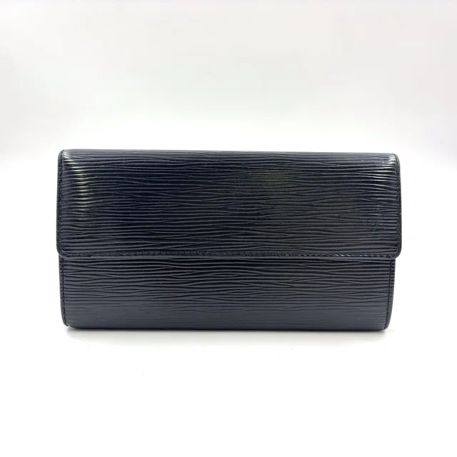 Louis Vuitton Pochette Porte Monnaie Credit Epi Noir Leather Black Bifold in Black Leather from The Reluxe