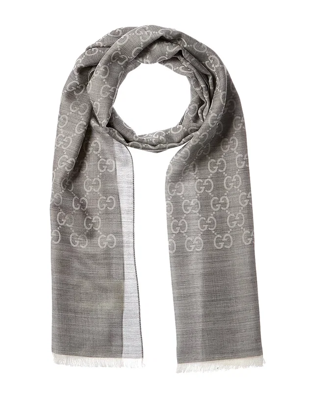 Gucci Logo Small Jacquard Wool & Silk-Blend Scarf, image 1 of 1 from Rue La La