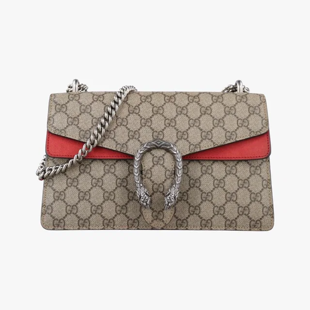 Gucci Dionysus Beige Red Suede Shoulder Bag in Beige Suede from The Reluxe