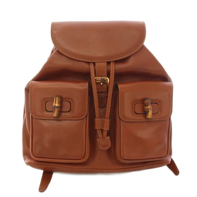 Gucci Vintage Bamboo Backpack Leather Brown 003 TK in Brown Leather from The Reluxe