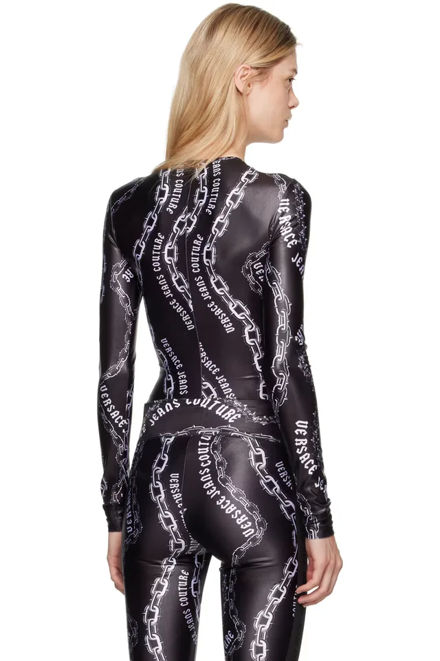 Versace Jeans Couture Black & White Chain Couture Bodysuit, photo 3 of 3 from SSENSE