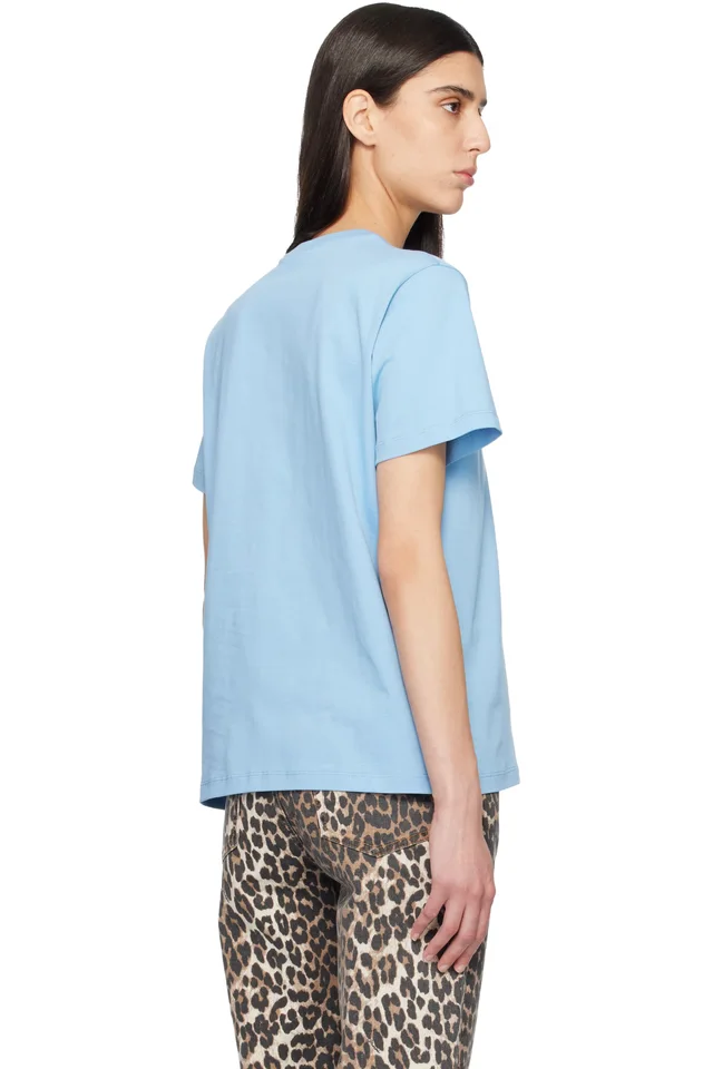 GANNI Blue Relaxed Jersey Tiger T-shirt, photo 3 of 4 from SSENSE