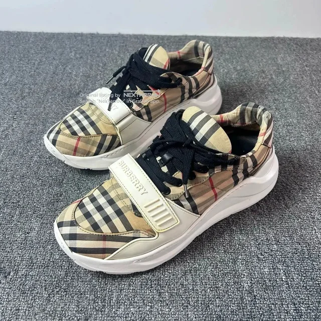 Burberry Yellow Check Beige Velcro Sneakers 41.5, Men's (Size 8.5) from Grailed