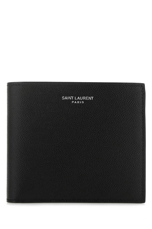 Saint Laurent Calfskin Leather Wallet — Black Exterior: Calf in Black Calfskin from HEWI