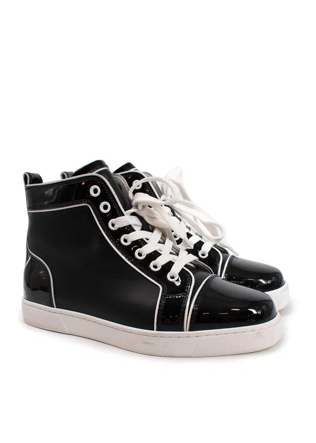 Christian Louboutin Black Patent Leather Fun Louis High top Sneakers in Black Patent leather from HEWI