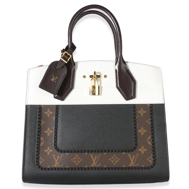 Louis Vuitton Black Calfskin Monogram Canvas City Steamer MM in Black Calfskin from myGemma