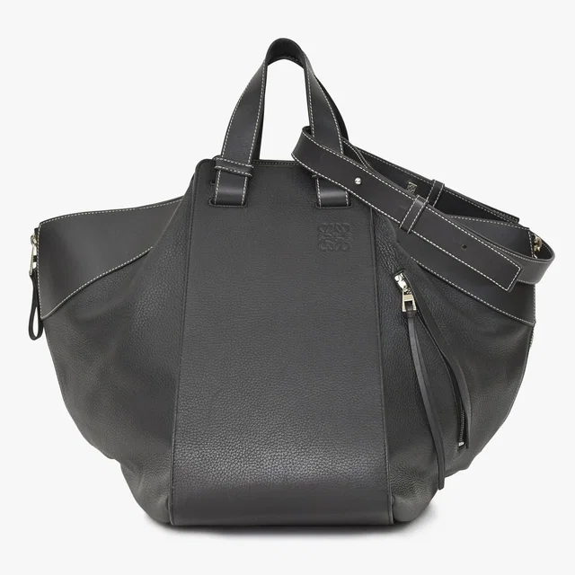 Loewe Hammock Large Shoulder Bag Leather Black Silver in Black Leather from The Reluxe