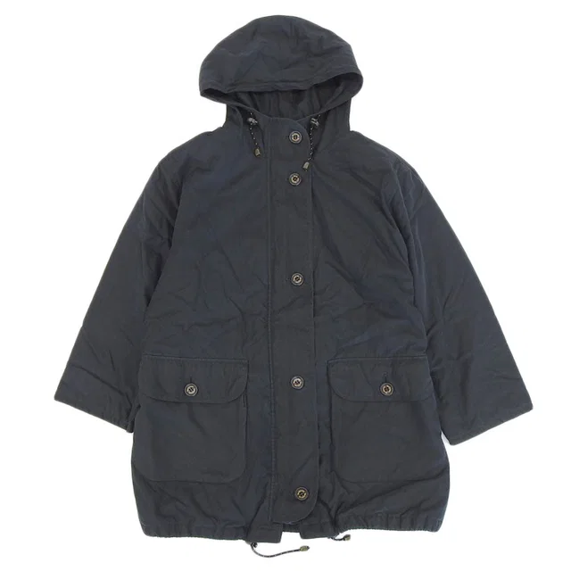 Burberry Hooded Coat Black 7AR Women in Black Canvas from LuxUness
