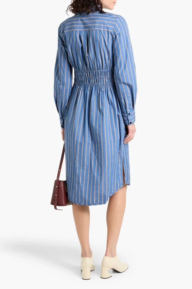 Derek Lam 10 Crosby Belted Striped Cotton-Poplin Midi Shirt Dress in Blue, photo 3 of 4 from THE OUTNET