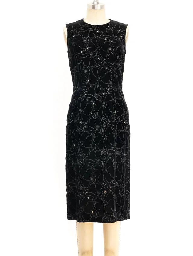 Comme des Garçons Floral Embroidered Velvet Dress in Velvet from Arcade Vintage
