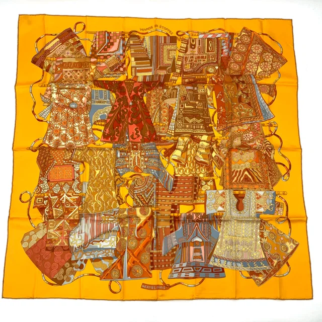 Hermès Scarf Carre 90 Voyage En Etoffes Journey Through The World's Fabrics in Silk from The Reluxe