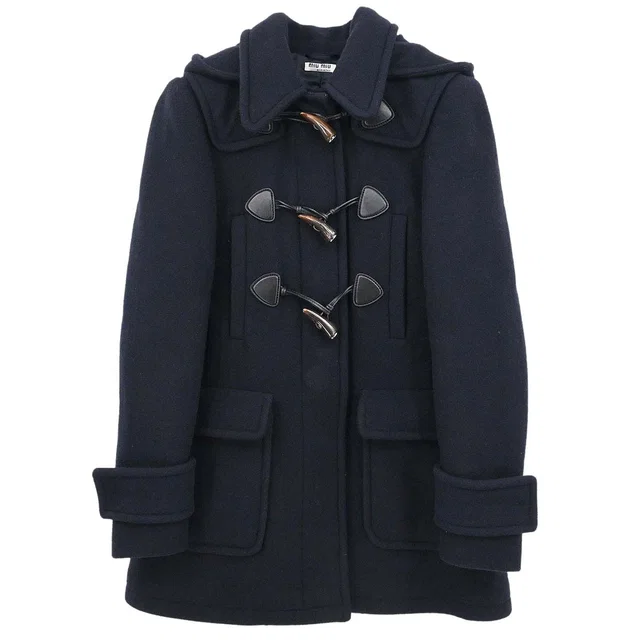 Miu Miu 2016 Duffel Coat Navy #36 in Navy Wool from AMORE Vintage Tokyo