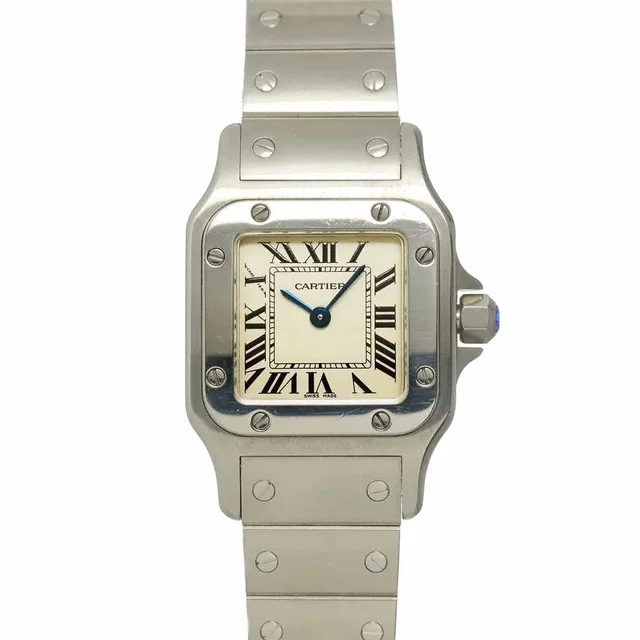 Cartier Santos Galbee SM W20056D6 Cream Dial Quartz Ladies Watch in White from Luxury Promise