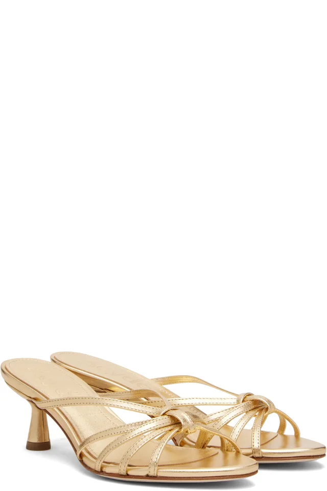 Aeyde Gold Abby Leather Heeled Sandals, photo 4 of 4 from SSENSE